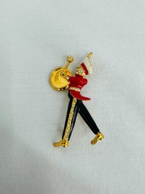 Vintage RARE Gold-Plated Drummer Marching Band Brooch
